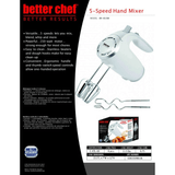 Better Chef 5-Speed 150W Hand Mixer with Silver Accents and Storage