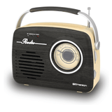 Emerson Portable Retro Radio with Built-In Rechargeable Battery and