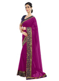 Generic Women's Chiffon Saree (Dark Pink, 5-6