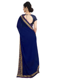 Generic Women's Chiffon Saree (Navy Blue, 5-6