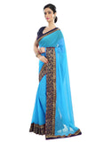 Generic Women's Chiffon Saree (Sky, 5-6 Mtrs)