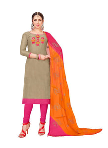 Generic Women's Modal Silk Salwar Material (Beige,