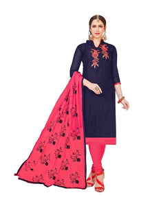 Generic Women's Modal Silk Salwar Material (Navy