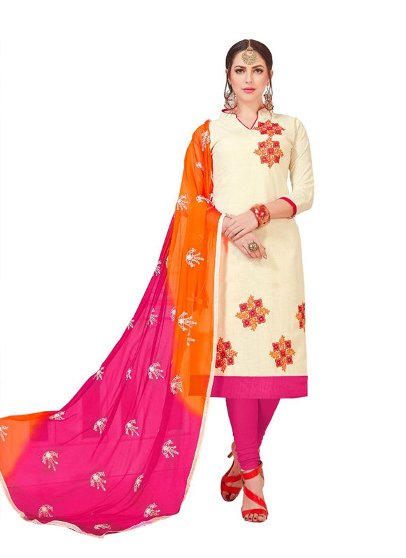 Generic Women's Slub Cotton Salwar Material (Off