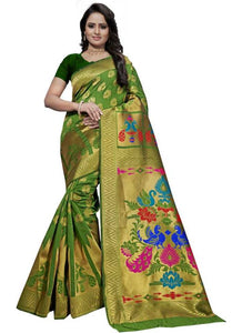 Green Color Jacquard Saree with Blouse