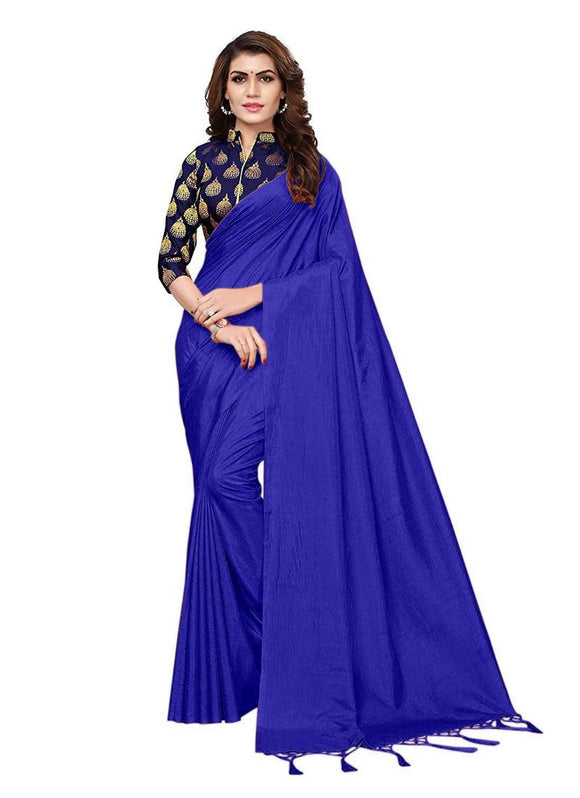 Generic Women's Zoya Silk Saree (Royal Blue, 5-6