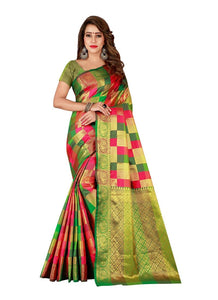 Generic Women's Sana Silk Saree with Blouse