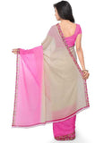 Printed Faux Georgette Light pink Color Saree