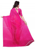 Printed Faux Georgette Pink Color Saree