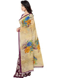 Printed Faux Georgette Wine Color Saree