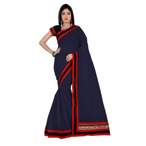 Generic Women's Chiffon Saree (Navy Blue, 5-6