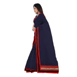 Generic Women's Chiffon Saree (Navy Blue, 5-6