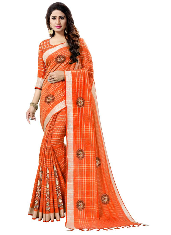 Generic Women's Blended Cotton Linen  Saree