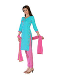 Generic Women's Glaze Cotton Salwar Material (Sky