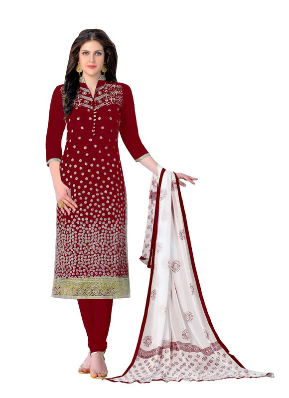 Generic Women's Cotton Salwar Material (Maroon,