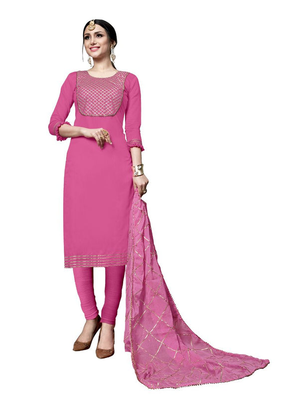 Generic Women's Cotton Salwar Material (Pink,