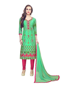 Generic Women's Cotton Salwar Material (Green,