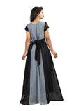 Black And Grey Color American Crepe Gown