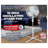 Impress Easy-Assemble 3-Speed 16-Inch Stand Oscillating Pedestal Floor