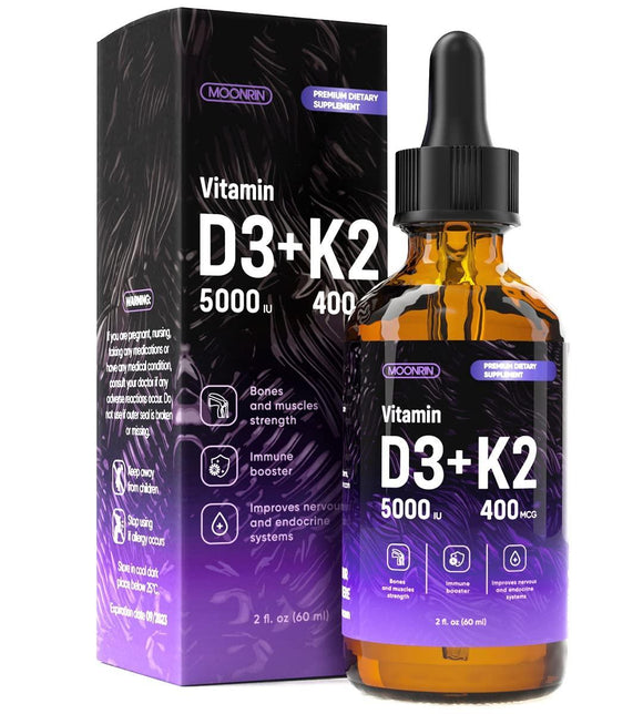 MOONRIN Vitamin D3 and K2 Liquid Drops ‚Äì Support Stronger Bones