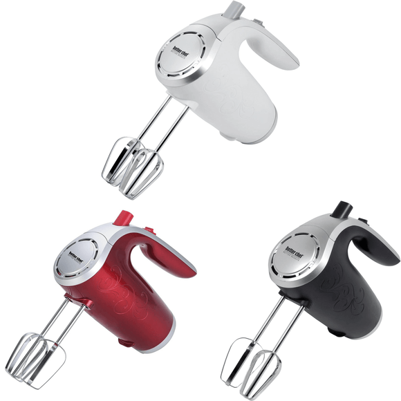 Better Chef 5-Speed 150W Hand Mixer with Silver Accents and Storage