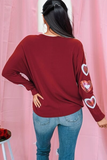 Heart Sequin Round Neck Long Sleeve T-Shirt