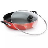 Better Chef 14" Aluminum Non-Stick Metallic Red Deep Fryer with Glass