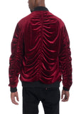 Velour Cinch Sleeve Bomber Jacket