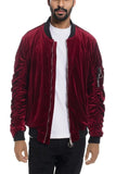 Velour Cinch Sleeve Bomber Jacket