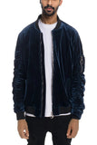 Velour Cinch Sleeve Bomber Jacket