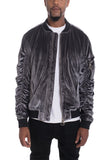 Velour Cinch Sleeve Bomber Jacket