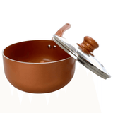 Better Chef 1.5Qt Ceramic-Coated Copper-Tone Saucepan with Glass Lid