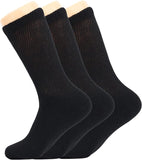 3 Pairs - Diabetic Crew Socks Loose Fit Non-Binding Cotton Crew