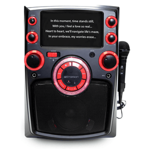 Emerson Portable Bluetooth Karaoke System with 7" LCD Display and Mic