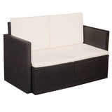 2 Seater Garden Sofa with Cushions Brown Poly Rattan