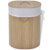 Bamboo Laundry Bin Round Natural