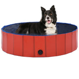 Foldable Dog Swimming Pool Red 31.5"x7.9" PVC