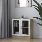 Vitrine Cabinet White 32.5"x12"x31.5" Chipboard