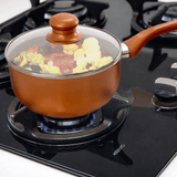 Better Chef 1.5Qt Ceramic-Coated Copper-Tone Saucepan with Glass Lid