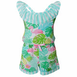 AnnLoren Little & Big Girls Pink Flamingo Palm Tree Kids Shorts