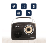 Emerson Portable Retro Radio with Built-In Rechargeable Battery and