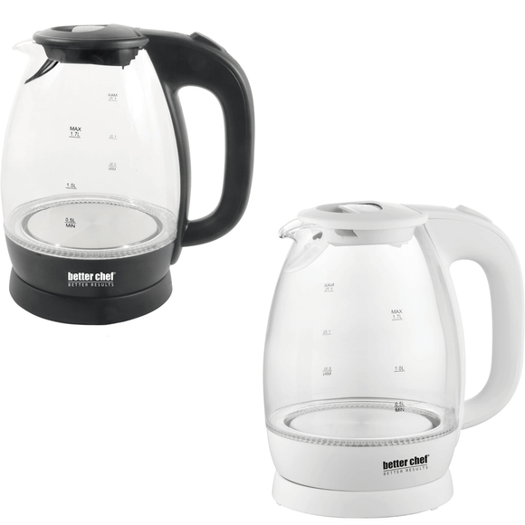 Better Chef 7-Cup Cordless Borosilicate Glass Electric Kettle with LED