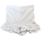 AnnLoren Girls White Knit Ruffle Shorts  Summer Camp Clothing