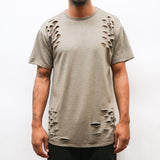 TAUPE SCISSOR DISTRESSED TEE