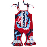 AnnLoren Red, White & Blue Tie Dye Baby Girls Romper Toddler 4th of