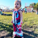 AnnLoren Red, White & Blue Tie Dye Baby Girls Romper Toddler 4th of