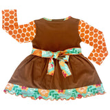 AnnLoren Girls Holiday Orange Pumpkin Patch Autumn Thanksgiving Dress