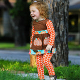 AnnLoren Girls Holiday Orange Pumpkin Patch Autumn Thanksgiving Dress