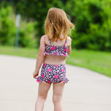 AL Limited Girls 2 piece Leopard Rose Tankini Swimsuit Bathing Suit