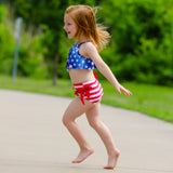 Girls 2 pc Patriotic Red White Blue Stars Stripes Tankini Swimsuit 4th